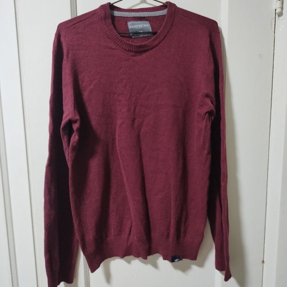 Aeropostale men's long sleeve burgundy crewneck sweater